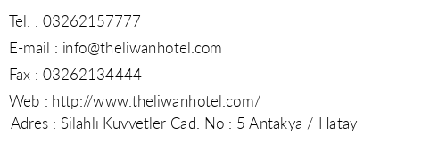 The Liwan Hotel telefon numaralar, faks, e-mail, posta adresi ve iletiim bilgileri